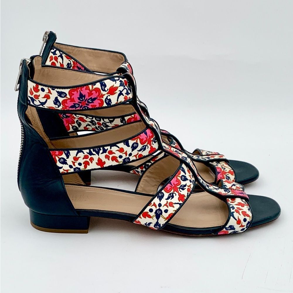 Crew Made in Italy Floral Gladiator Sandals Multicolor Leather Womens Size 9